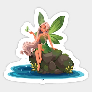 fairy sitting river stone Sticker